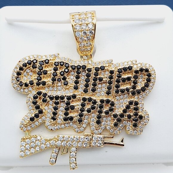 14K Gold Plated Cubic Zircon Pendant, EVBRS541 - Picture 1 of 11